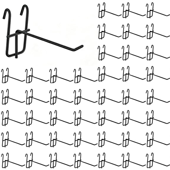 50Pcs Grid Wall Hooks, Black Gridwall Hooks for Hanging, 4 Inch Stainless Steel Mesh Panel Hooks for Garage Wall Organizer and Vendor Display, Easy Installation and Sturdy Design Shelf Hooks