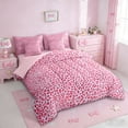 thumbnail image 2 of Erosebridal Pink Leopard Print Girls 7pcs Bedding Comforter Set,Chic Cheetah Pattern Queen Bedding Sets For Women Adults,Reversible Pink, 2 of 7