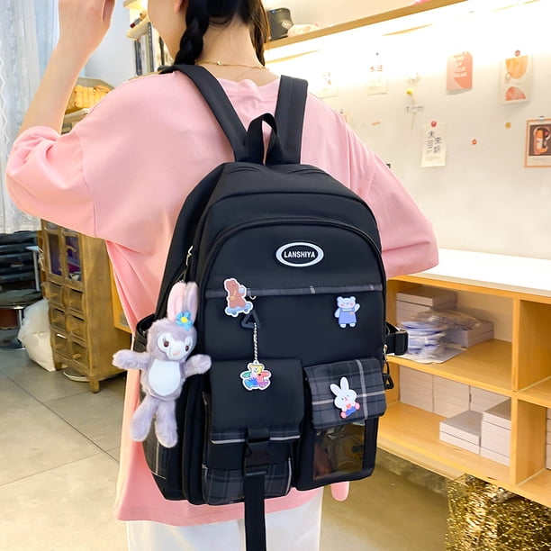 Mochila De Estudiante Mochila Mujer Linda Mochila Moda / set Laptop Adolescentes Negro 5pcs Ndcxsfigh Para Estrenar