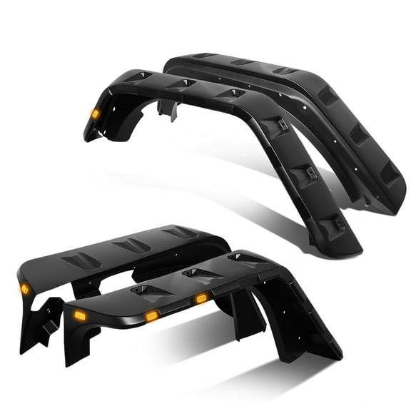 DNA Motoring LED Light Pocket-Riveted Wheel Protector Fender Flares For 2007-2018 Jeep Wrangler JK