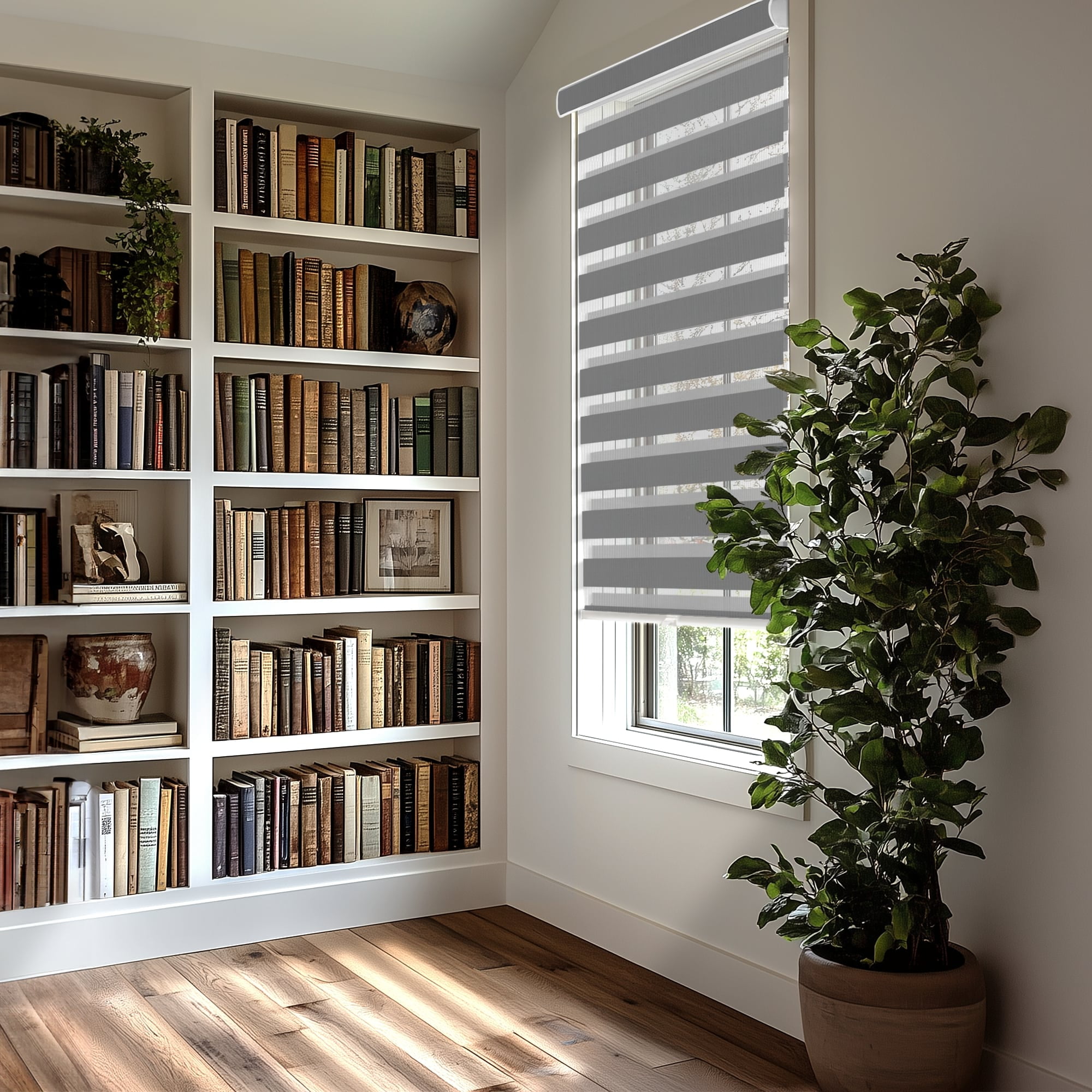 CHICOLOGY Zebra Roller Shades | Room Darkening | Gray |25"W X 72"H| Dual Layer Light Filtering Blinds | Cordless Window Shades for Home & Office | Easy Install