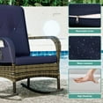thumbnail image 5 of 3 Piece Outdoor Rocking Chair,Rattan Patio Conversation Chair, Wicker Bistro Set with Side Table & Cushion, Blue, 5 of 7