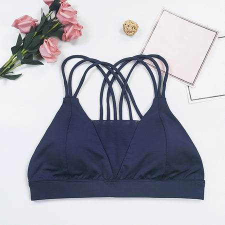 

UDAXB Lingerie Women s Solid Color Rimless Sports Bra Cross Sports Vest Yoga Underwear Top