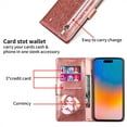 thumbnail image 2 of DeCase Fashionable for iPhone 15 Plus Wallet Case, Glitter Bling Sparkle Leather Folio, Zipper Pocket, Magnet Clasp, 3 Card Holders, Strap & Stand for iPhone 15 Plus,  Rosegold, 2 of 7