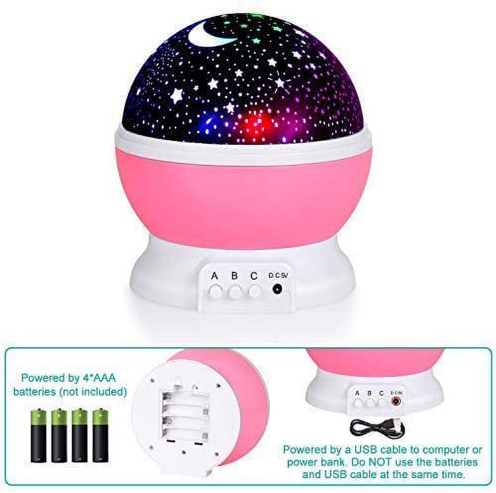 Baby Night Light Star ProjectorMoon Novelty Toys Glow in The Dark Toys for Baby Children Sleeping Gift (Pink)