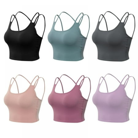 

Xmarks Sport Bras for Women Criss Cross Back - Cross Back Padded Wirefree Comfort Workout Bras for Yoga Fitness S-2XL(6-Packs)