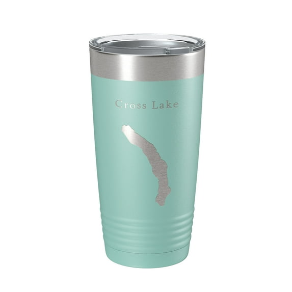 Cross Lake Map Tumbler Travel Mug Insulated Laser Engraved Coffee Cup Maine 20 oz Teal