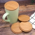 thumbnail image 6 of Pack of 4 Bamboo Cup Cover Wooden Cup Lid Coffee Mug Cup Lid Wooden Tea Glass Cup Cover Drink Cup Lid Set, 6 of 8
