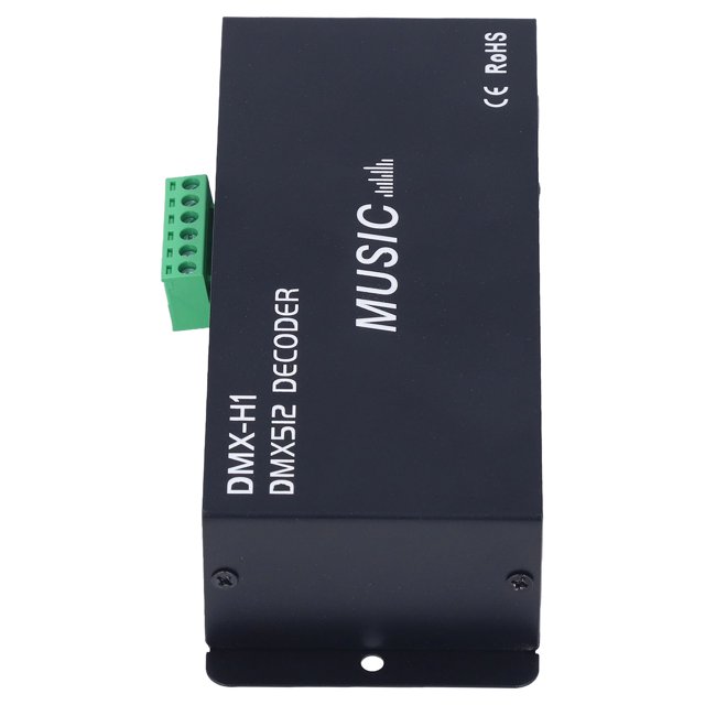 Décodeur DMX 3 Canaux Réglable Contrôleur LED RGB à Intensité Variable pour Maison Bar Hôtel avec Mode Musique, Sensibilité Musicale