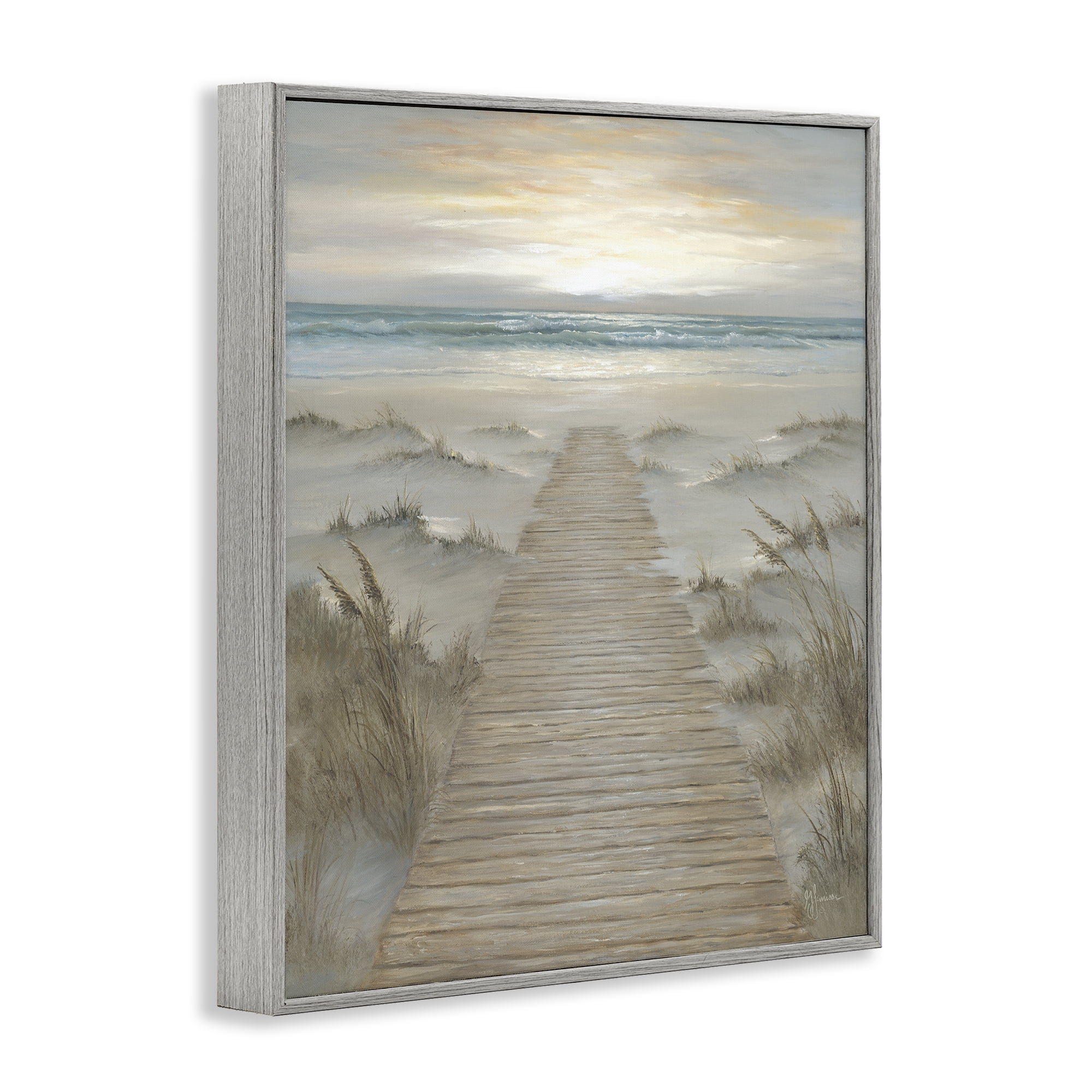 Stupell Industries The Path Towards Sunrise Gray Framed Giclee Art, design by Georgia Janisse