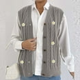thumbnail image 7 of Sweater Vest for Women Button Down V Neck Sweater Ribbed Knit Outwear Tops Gray Free Size, 7 of 7