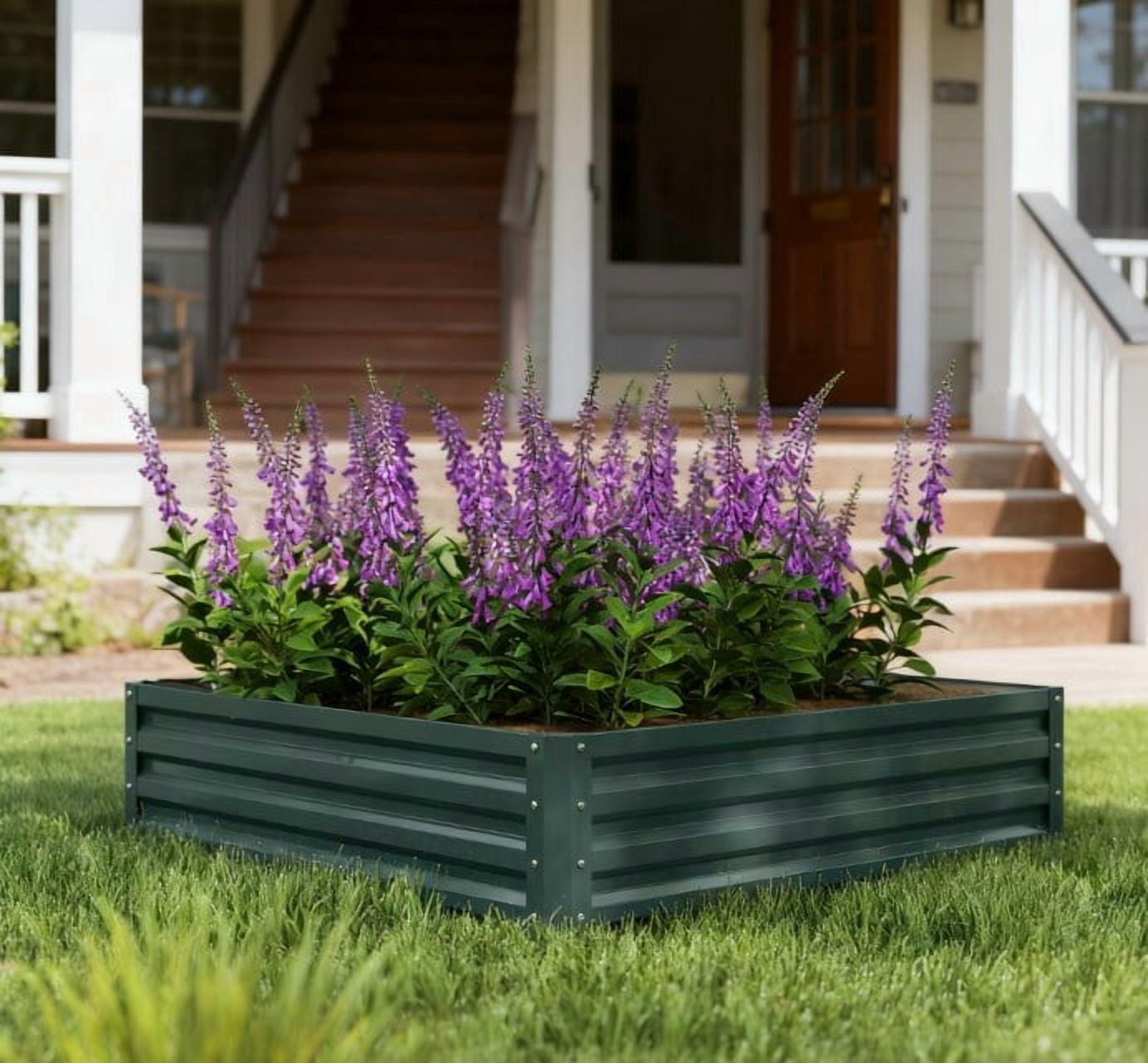 Planter Box, Metal Galvanized Raised Garden Bed for Growing Vegetables, Flowers, Herbs, Succulents
