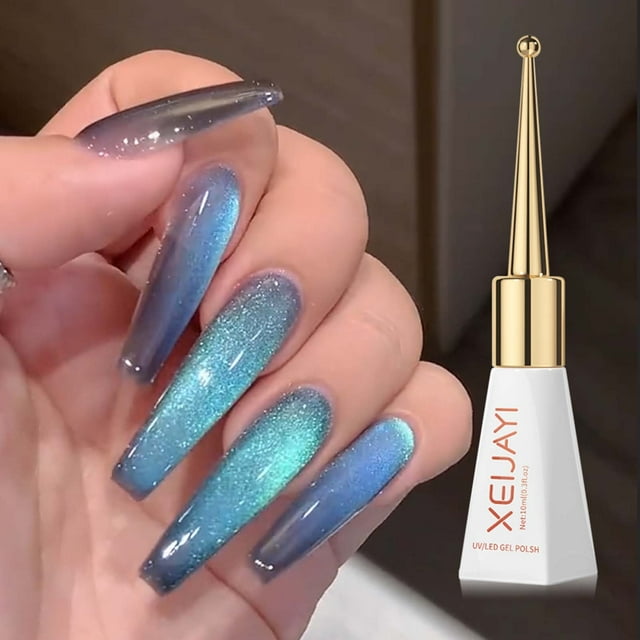 Esmalte de uñas blanco de cerámica con efecto ojo de gato, pegamento para esmalte de uñas, esmalte de uñas blanco de porcelana brillante, 10 ml por uña.