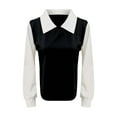thumbnail image 5 of QHFBli Womens Collar Long Sleeve Shirt Ribbed Knit 2 in 1 Blouse Crop Top Sweater Shirt Top, 5 of 5