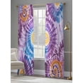 thumbnail image 4 of Tie-Dye Art Sheer Curtains 108 Inches Long 2 Panels Abstract Watercolor Purple Yellow Blue Dyeing Light Filtering Semi Sheer Window Curtains Drapes for Bedroom Living Room 52"x108", 4 of 7