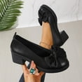 thumbnail image 6 of Black Women Chunky Heel Pumps With T-Strap Buckle And Bow Detail For Casual And Work Outfits, 6 of 9