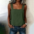 thumbnail image 3 of Women's Square Neck Sleeveless Top Cotton linen Casual Going Out Loose Fit Tank Tops Side Tie Summer Blouse Beach Vacation Shirt, M, 3 of 8