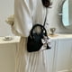 thumbnail image 3 of Bolso de hombro para mujer Bolso bandolera de cuero de PU Bolso de mano con bufandas elegantes (Negro), 3 of 3