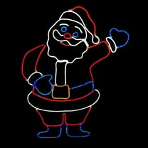 LED Neon Strip Light Waving Santa Christmas Decoration - Lighted Sign - Multi-Color - 28 Inch