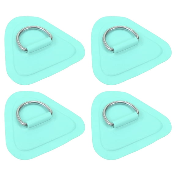 4pcs D Ring Patch Stainless Steel Triangle Shape D Ring Pad Green for Kayak Canoe Deck