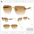 thumbnail image 2 of Luxury Hip Hop Rapper Rimless Bevel Lens Rectangular Hustler Sunglasses Gold - Brown, 2 of 8
