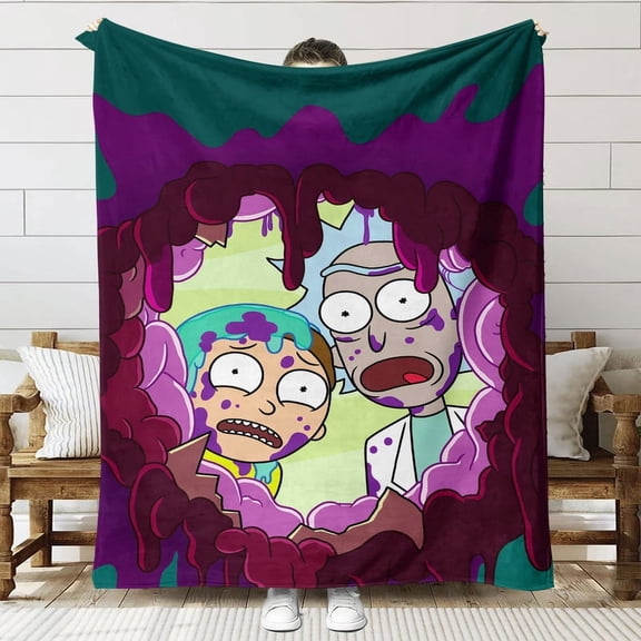 Rick and Morty Throw Blanket Gifts for Fans Lover Girls Boys Women Present Hoodie Him Bed 60"x80"