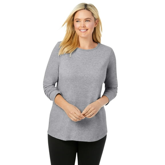 Woman Within Plus Size Perfect Long-Sleeve Crewneck Tee (Petite Available)