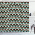 thumbnail image 1 of Chevron Shower Curtain, Horizontal Zigzag Line Pattern Striped and Contrast Colored Winter Fashion Design, Fabric Bathroom Set with Hooks, 69W X 75L Inches Long, Multicolor, by Ambesonne, 1 of 3