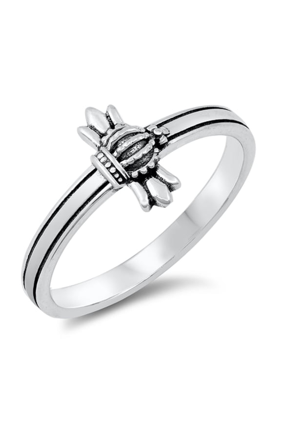 Oxidized Sterling Silver Royal Crown Design Ring Size 7