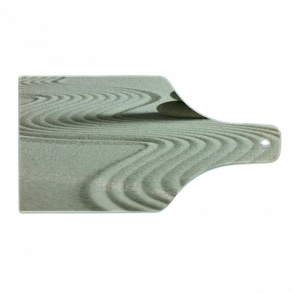 Rock Cutting Board, Illustration of Stack of Stones on Raked Sand Still Life, Decorative Tempered Glass Cutting and Serving Board, in 3 Sizes, by Ambesonne