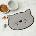 thumbnail image 2 of Bone Dry Embroidered Microfiber Cat Shape Pet Food & Water Placemat-Gray, 2 of 2