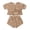 Coffee, variant on Unisex Toddler 2 Piece Summer Outfit, Knit Crew Neck Short Sleeve Tee Elastic Waist Pocket Shorts, Neutral Kids Loungewear Set Beige 6-9 Months