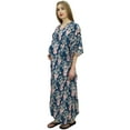 thumbnail image 4 of Bimba Moms Blue Floral Printed Kimono Sleeve Maternity Kaftan With Belt-10, 4 of 6