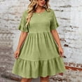 thumbnail image 5 of Admvng Womens Plus Size Casual Tiered Ruffle Dress Short Sleeve Round Neck Textured Summer Everyday & Vacation Dress, 5 of 8