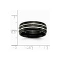 thumbnail image 2 of Titanium Grooved 8.00mm Black-plated Brushed and Polished Band Ring - Size 12, 2 of 2