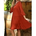thumbnail image 3 of Doublju Womens Ruffle Layered Long Sleeve Midi Dress With Plus Size, 3 of 3