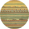 thumbnail image 1 of Ahgly Company Machine Washable Indoor Round Abstract Gen Brown Yellow Area Rugs, 5' Round, 1 of 7