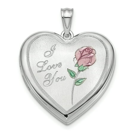 Picture Charm Pendant - 925 Sterling Silver 24mm Enameled Rose Ash Holder Heart Photo Pendant Charm Locket Chain Necklace That Holds Pictures Gifts For Women For Her