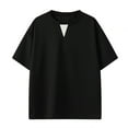 thumbnail image 2 of USNSM (M-5XL) Big and Tall Men's Solid Color Fashion Casual V-Neck Short Sleeve Loose Comfort Breathable T Shirt Top Black XXXXL, 2 of 6