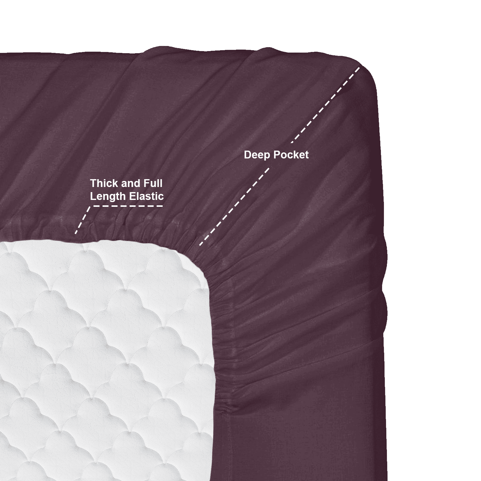 Clara Clark 18” – 21” Inch Deep Pocket Fitted Sheet&nbsp;for High Mattress –&nbsp;100% Soft Double Brushed Microfiber – Hypoallergenic, Full -&nbsp;Purple