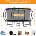 thumbnail image 2 of KOFUN Trampoline for Kids and Adults, 1000LBS 12FT Trampoline with Safety Net, Basketball Hoop, 4 Wind Stakes, Light, Sprinkler, 8 Socks - Recreational Trampoline for Backyard, 2 of 7
