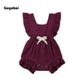 thumbnail image 5 of EYIIYE Baby Girls Summer Ruffles Romper Fly Sleeve Lacing Up Bow Jumpsuits, 5 of 5