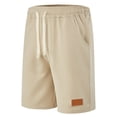 thumbnail image 4 of Pantalones de Cintura Elástica de Algodón de Color Sólido Pantalones de Playa de Pierna Recta con Bolsillos de Cordón, 4 of 9