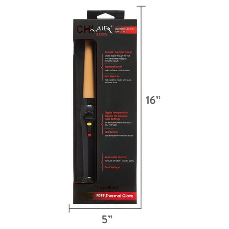 CHI Air Tourmaline Ceramic 1/2 - 1" Hair Curling Styler Wand, Onyx Black
