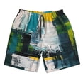 thumbnail image 3 of Uemuo Abstract Brushstrokes Green Blue Pattern Men's Swim Trunks Hawaiian Beach Bathing Suit Swimsuits Beach Quick-Dry Shorts with Pockets-X-Large, 3 of 9