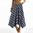 thumbnail image 5 of Dpjklzsn Women's Plaid Asymmetrical Midi Skirt, High Waisted Flowy A-Line Handkerchief Skirt, 5 of 7