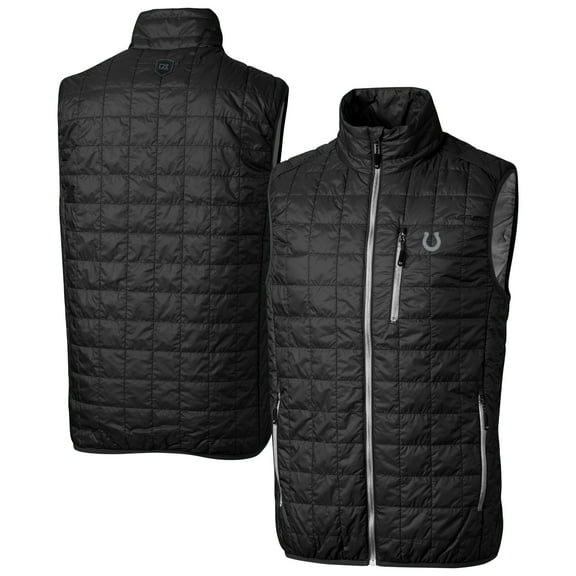 Men's Cutter & Buck Black Indianapolis Colts Big & Tall Rainier PrimaLoft Eco Insulated Full-Zip Puffer Vest