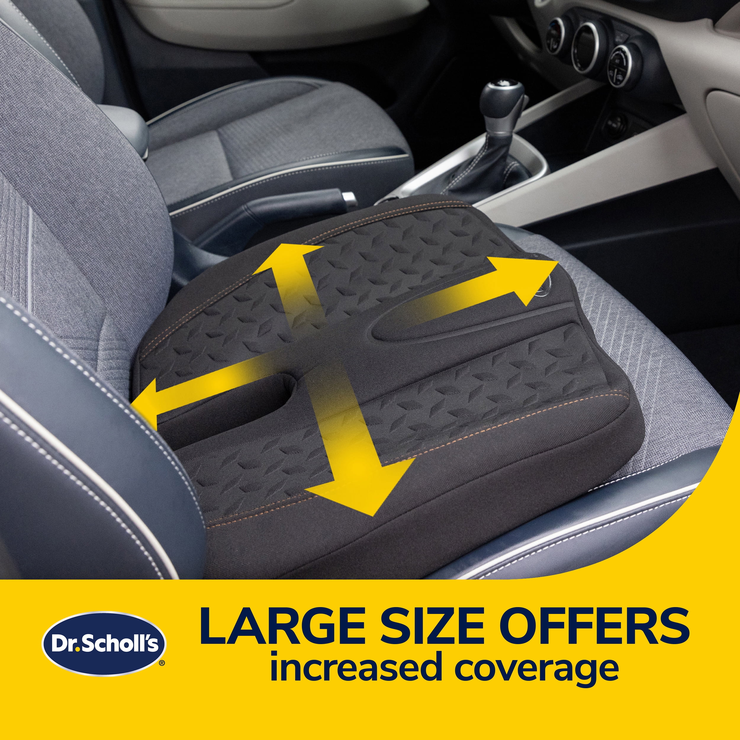 Custom Accessories Dr. Scholl's UltraCool Gel-Infused Posterior Seat Cushion for Car, Truck, SUV - Anti-Slip Backing and Memory Foam for Ergonomic Support and Back