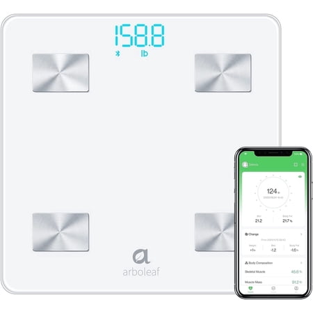 Arboleaf Smart Scale with Sensors for Body Weight & Composition, Bluetooth Enabled, 400lbs,White