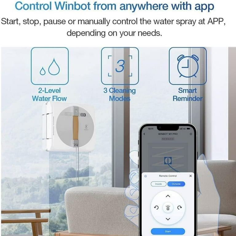 ECOVACS Winbot W1 Pro Window Cleaning Robot,Dual Cross Water ECOVACS Winbot W1 Pro Window Cleaning Robot,Dual Cross Water